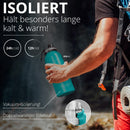 Trinkflasche Edelstahl ACTIVE FLASK + Strohhalm (3 Deckel) BPA-frei, Auslaufsicher, Kohlensäure geeignet - Wasserflasche Fahrrad Thermosflasche Isoliert Isolierflasche Sport Wasser Flasche Kinder Tee