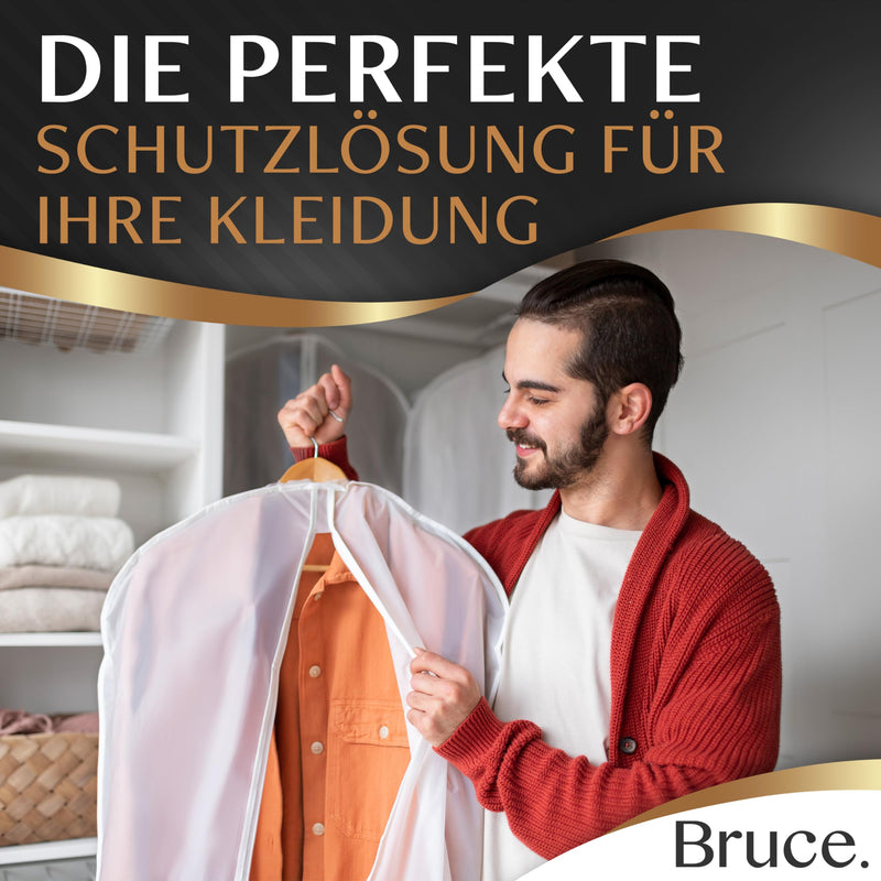 Bruce.® 6x Kleidersack Transparent 100x60 cm, Hochwertige Kleiderhülle für Mäntel, Jacken, Kleider und Anzug, Atmungsaktive Anzugtasche Reisetasche, Kleiderhüllen Transparent PEVA