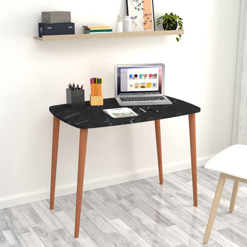 [en.casa] Schreibtisch Kongsberg Computertisch 70 x 90 x 60 cm PC-Tisch Arbeitstisch für Home Office Büro Marmor schwarz