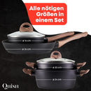 Quisn® Kochtopf Set | Induktions Töpfe Set mit Pfanne & Marmorbeschichtung | Aluguss Topfset ideal für Induktion, Gas & Ceranfeld | Küchenset Erstausstattung für die erste Wohnung