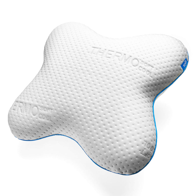 sofi Seitenschläferkissen – Ergonomisches HWS Nackenstützkissen – Orthopädisches Kopfkissen aus Memory Schaum – Thermoregulierender Bezug – Visco-Kopfkissen für Seitenkippschläfer