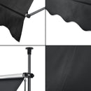 pro.tec Klemmmarkise Stem Markise ohne Bohren 200 x 120 x 220-309 cm Balkonmarkise mit Handkurbel Sonnenschutz Stahlgestell Schwarz