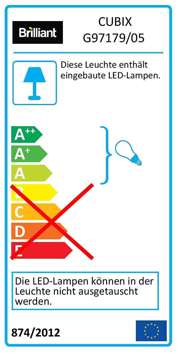 Brilliant Lampe, Cubix LED Deckenleuchte, 5-flammig weiß, Metall/Kunststoff, 1x 40W LED integriert, (4000lm, 3000K), A