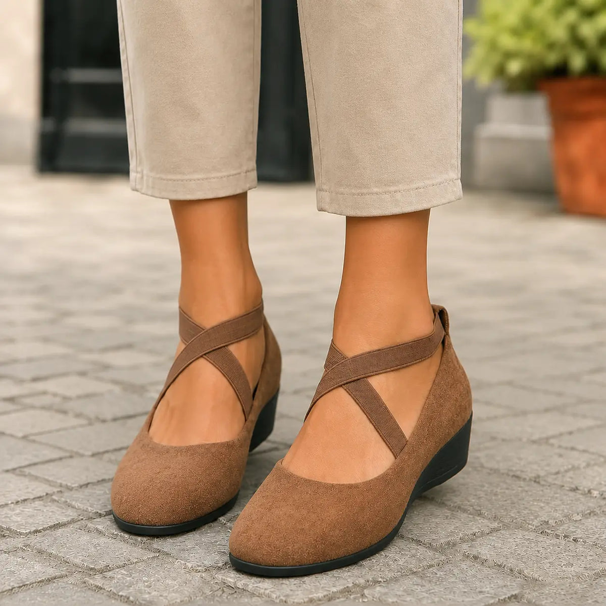Damen-Komfort-Ballerinas mit Fußgewölbestütze
