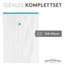 Kronenburg Vakuumbeutel für Kleidung 6er Set 130x90 cm - Vakuum Kleiderbeutel wiederverwendbar - Aufbewahrungsbeutel für Kleidung Bettwäsche Winterkleidung und mehr - weitere Sets wählbar