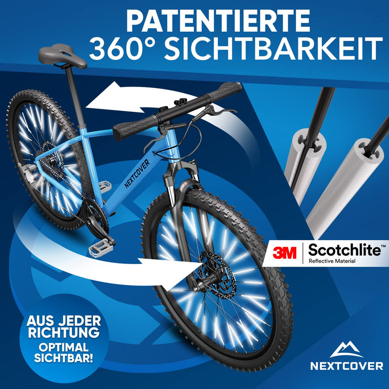 Nextcover® Speichenreflektoren Fahrrad 72 Stück [3M Scotchlite] für maximale Sichtbarkeit bei Nacht I StVZO zugelassene Speichen Reflektoren Fahrrad I Fahrrad Reflektoren für gängige Speichen