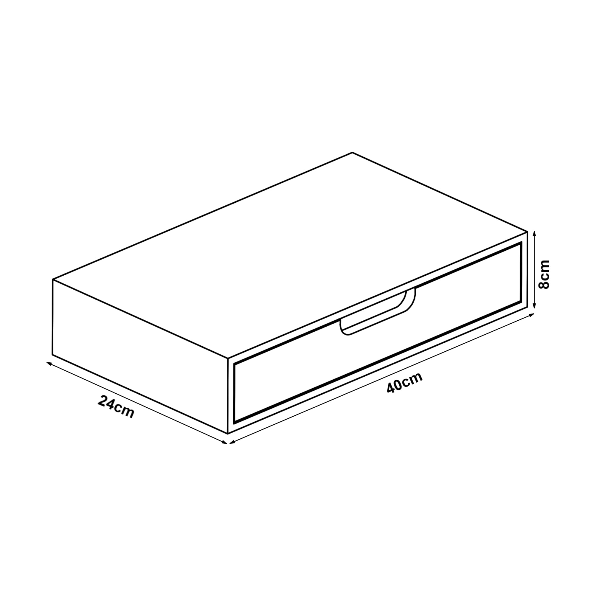 [en.casa] Wandregal Bokn mit Schublade Bambus Schweberegal Hängeregal Wandablage Wandboard Nachttisch-Ablage Weiß 40 x 24 x 8 cm Wandschublade