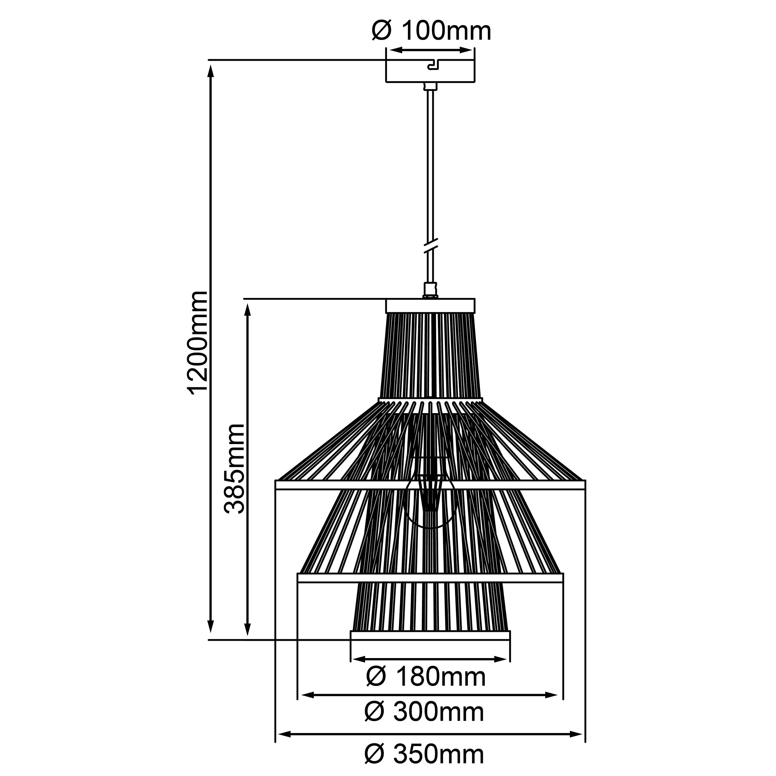 BRILLIANT Lampe, Hartland Pendelleuchte 35cm schwarz, 1x A60, E27, 25W, Kabel kürzbar/in der Höhe einstellbar