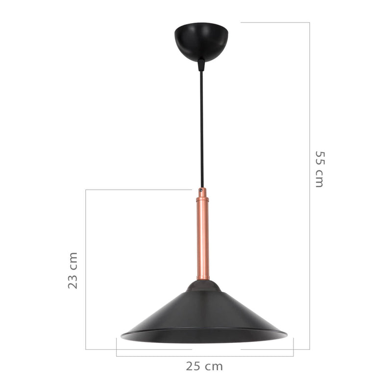 lux.pro Pendelleuchte Hempstead Hängelampe Schwarz Kupferfarbe Metall Wohnzimmerlampe hängend Retro 1 x E27 Küchenlampe Industriedesign