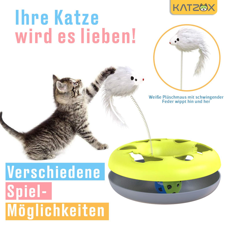 KATZOX© Premium Katzenspielzeug - Verbessertes Konzept 2020 I Kugelbahn I Kitten Spielzeug I Katzen-Zubehör I Katze-Zubehör I Spielzeug für Katzen I Katze-Spielzeug I Katzen-Spielsachen