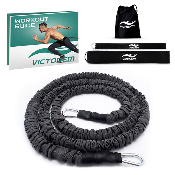 VICTOREM Widerstandsbänder Set 36 kg für Lauftraining (Taille) & Workout Guide, 2,5 m - Resistance Bands für Beweglichkeit, Geschwindigkeit und Fitness - Gym Equipment für Fußball und Basketball