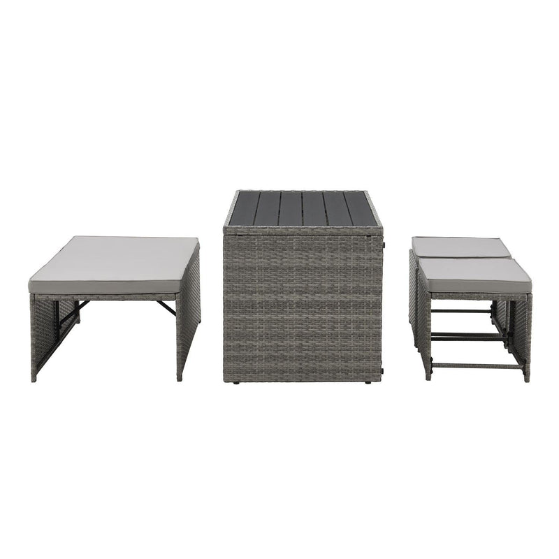 Juskys 2in1 Polyrattan Relax Gartenmöbel Set Jamaika - Tisch, Gartenlounge Sofa - Balkonmöbel Sitzgruppe für Balkon, Garten - Outdoor Lounge Grau