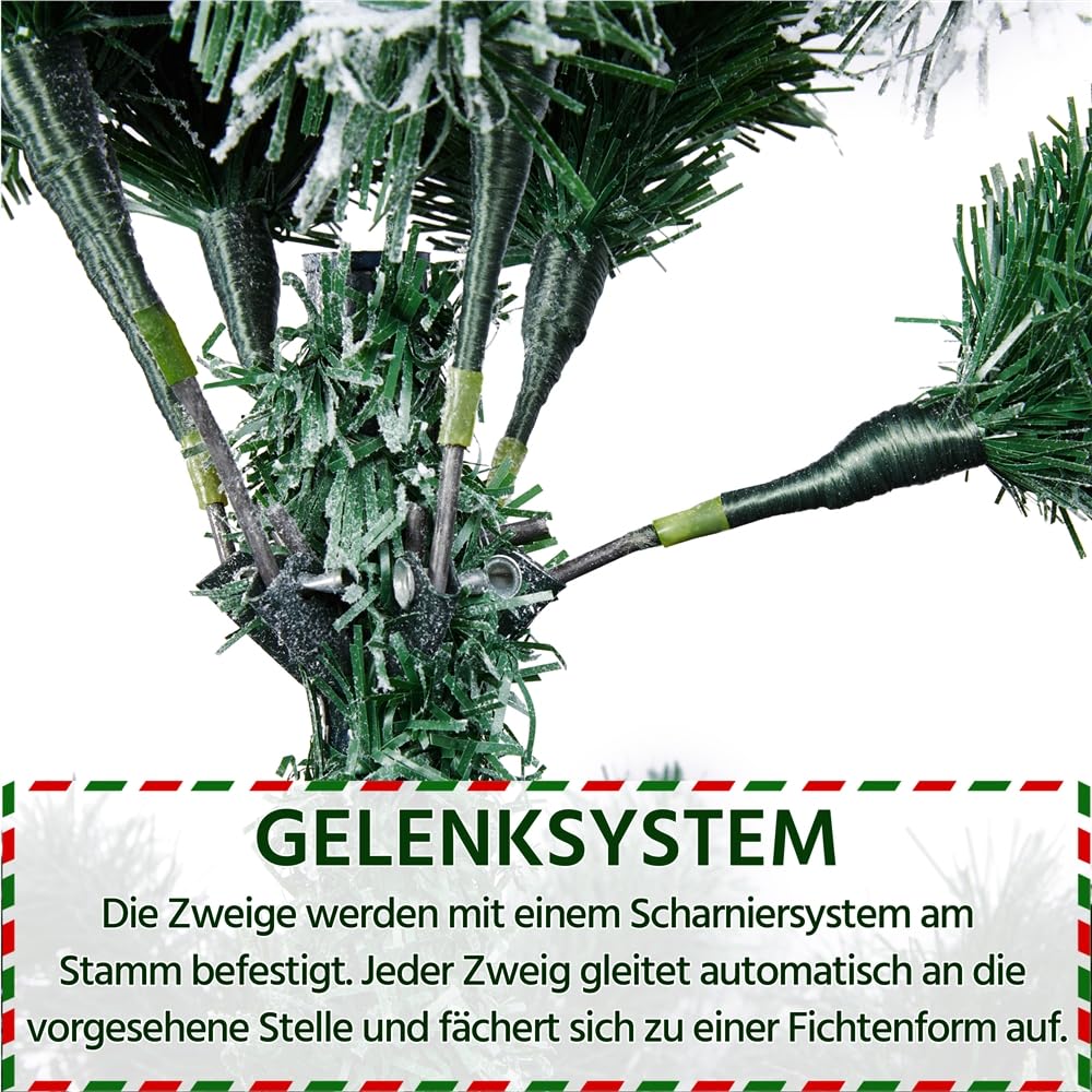 Yaheetech 152,5cm Künstlicher Weihnachtsbaum mit Schnee, Christbaum mit ca.450 Spitzen & Schnellaufbau Klappsystem, Schwer Entflammbarer Tannenbaum inkl. Metall Ständer für Weihnachten