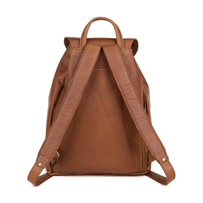 Nama 'Janis' Rucksack für Damen und Herren Backpack Vintage Beutel Echtes Leder Tagesrucksack Schultertasche Lederrucksack Unitasche Matt Braun L (30 x 16 x 38 cm)