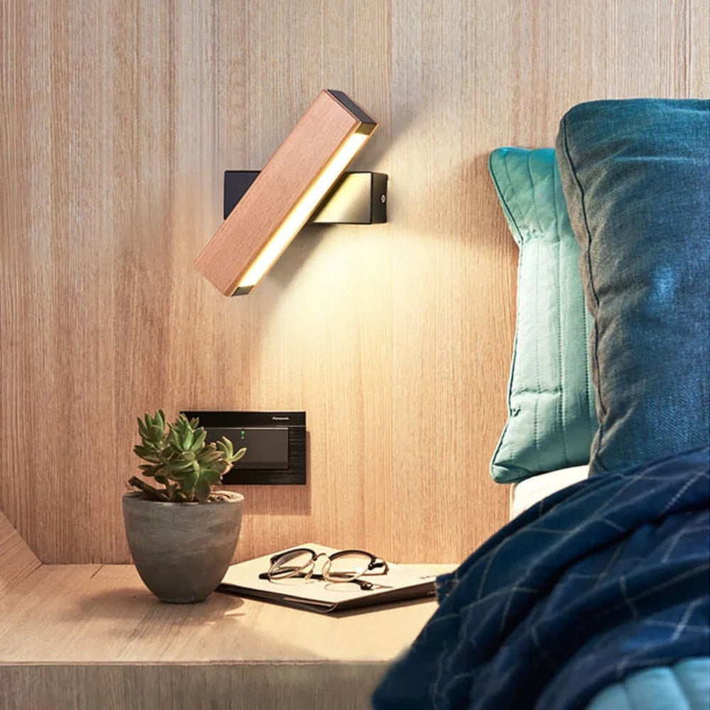 Rebolet | Moderne LED-Wandlampe mit drehbarem Holzdesign – Energiesparend und verstellbar