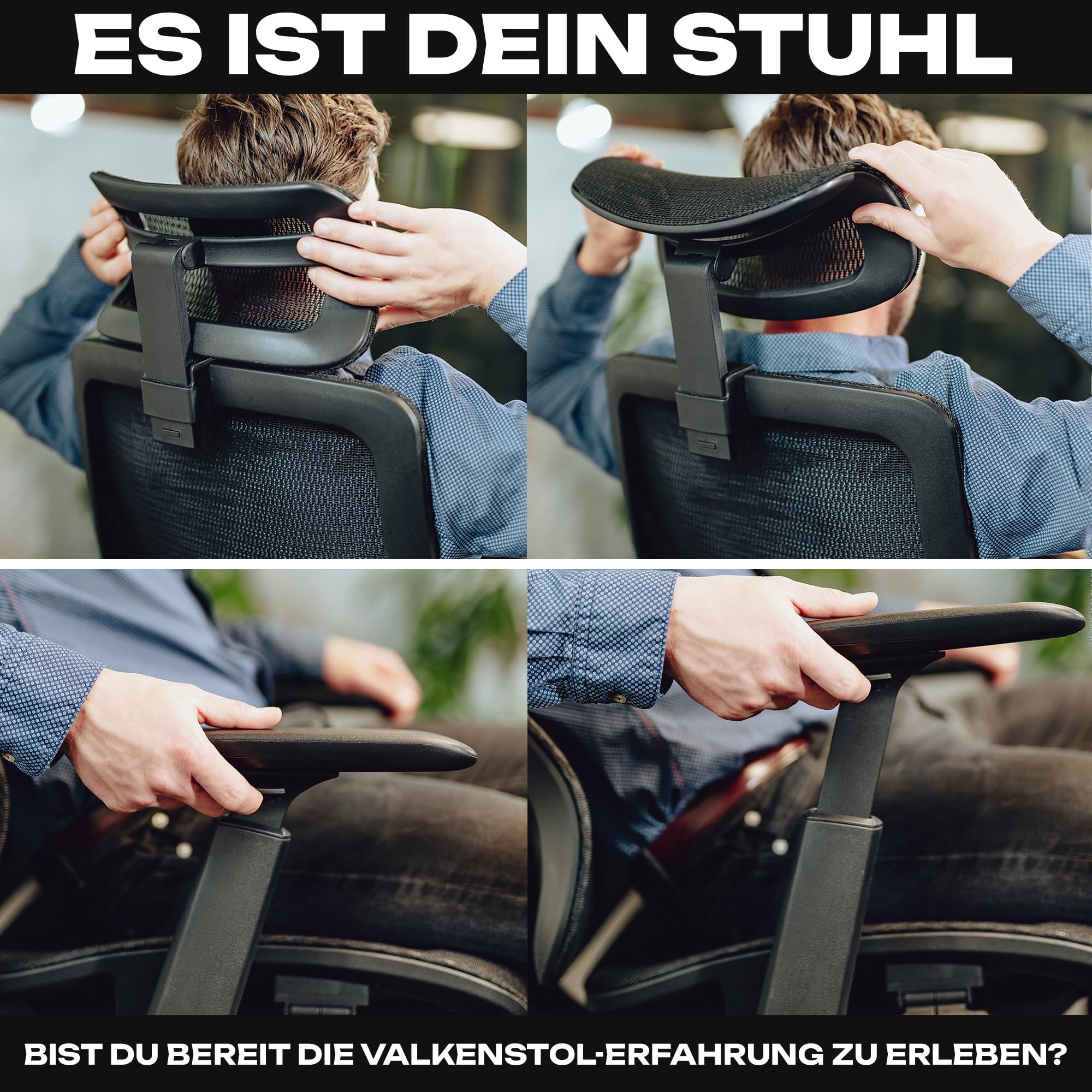 VALKENSTOL M5 Bürostuhl Ergonomisch - Höhenverstellbare Rückenlehne, Mesh-Sitz - Ergonomischer Bürostuhl Schreibtischstuhl Office Chair Bürostühle