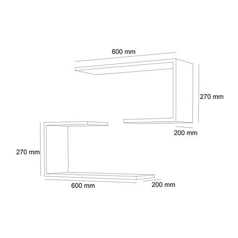 [en.casa] Wandregal Årslev 2-er Set Wandboard für Wohnzimmer Schlafzimmer Küche 27 x 60 x 20 cm Schweberegal Walnuss