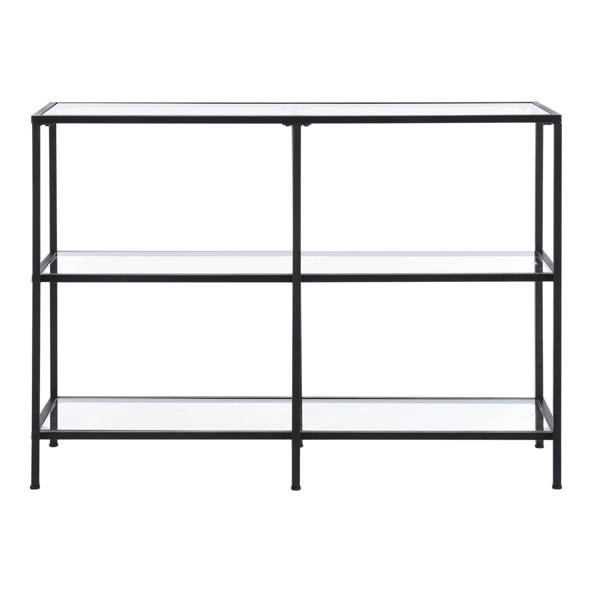 [en.casa] Konsolentisch Perstorp 100x30x73cm Flurtisch Sideboard Beistelltisch Tisch Stahlgestell Gehärtetes Glas Schwarz