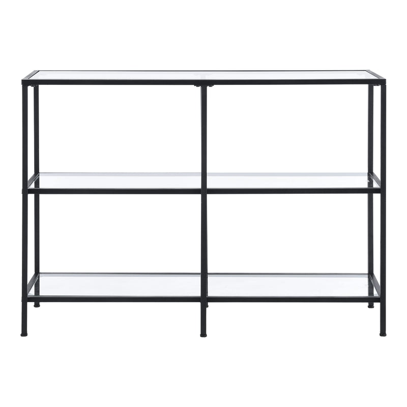 [en.casa] Konsolentisch Perstorp 100x30x73cm Flurtisch Sideboard Beistelltisch Tisch Stahlgestell Gehärtetes Glas Schwarz