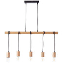 Brilliant Lampe Jenji Pendelleuchte 5flg holz hell/schwarz | 5x A60, E27, 40W, geeignet für Normallampen (nicht enthalten) | Kabel kürzbar