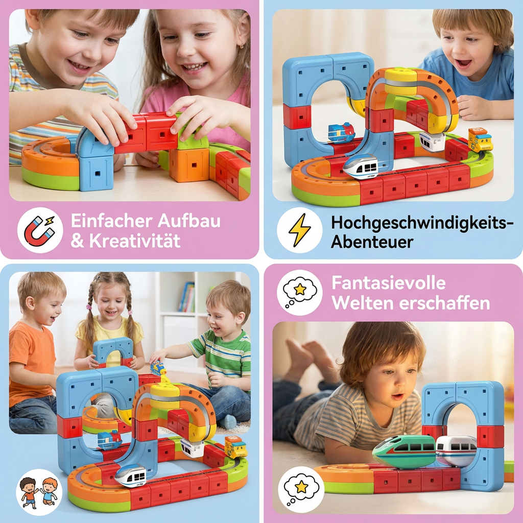 Rebolet | Magnetische Würfel Bahn Bau Spielzeug