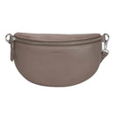 LEABAGS Cali kleine Bauchtasche aus echtem Leder | Gürteltasche mit Reißverschluss | Crossbody Bag für Damen | 23x5x13 cm | Brusttasche Taupe