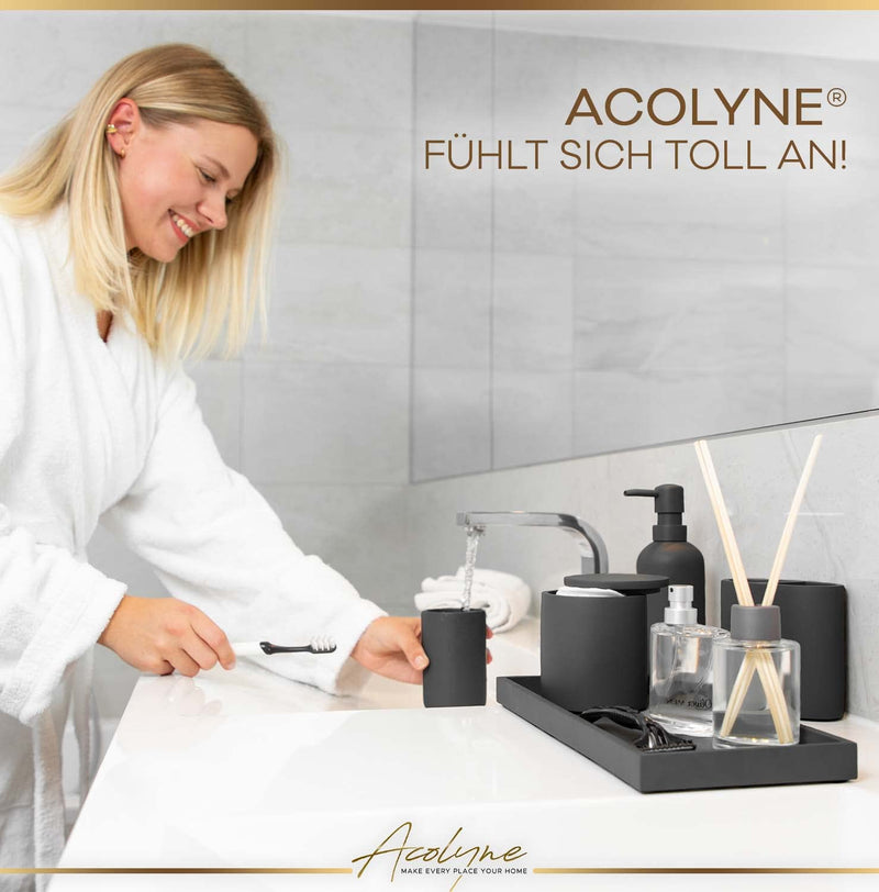 𝐀𝐜𝐨𝐥𝐲𝐧𝐞® Premium 5-teiliges Badezimmer Set aus [Hochwertigem Harz] als Bad Accessoires | Seifenspender oder Organizer | Zahnputzbecher | Zubehör