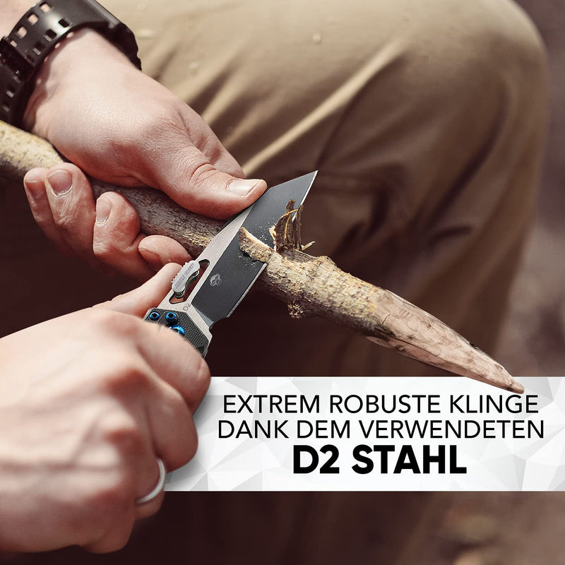 Bullhead Klappmesser einhandmesser – extra scharfes Taschenmesser –NEUHEIT patentierter Druckverstärker - ink. Geschenkbox - perfekt als Survival & Outdoor Messer, Jagdmesser