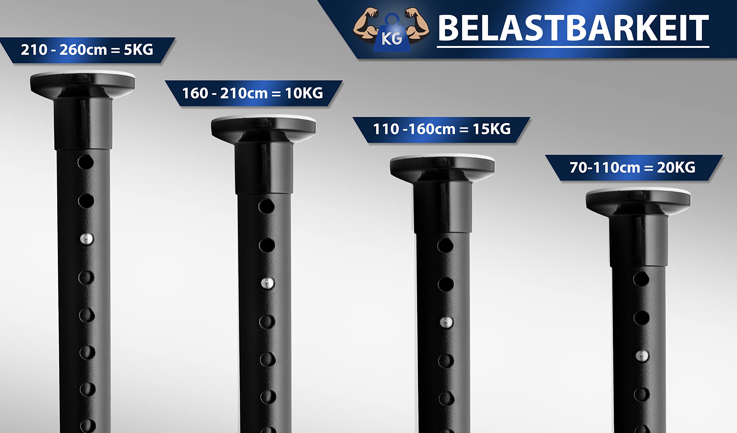 MEISENBERG Duschvorhangstange ohne Bohren 70-110cm, Ø25mm Edelstahl Ausziehbare Teleskopstange zum Klemmen - Garderobenstange Duschstange & Kleiderstange - für ihre Garderobe und Dusche