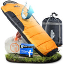 ACTIVE SPARK Schlafsack - wasserabweisend - Outdoor Sleeping Bag - Nie mehr kalte Füße Dank Taschenwärmer-Tasche - 0 Grad Komfort-Mumienschlafsack leicht, Warm, Camping,