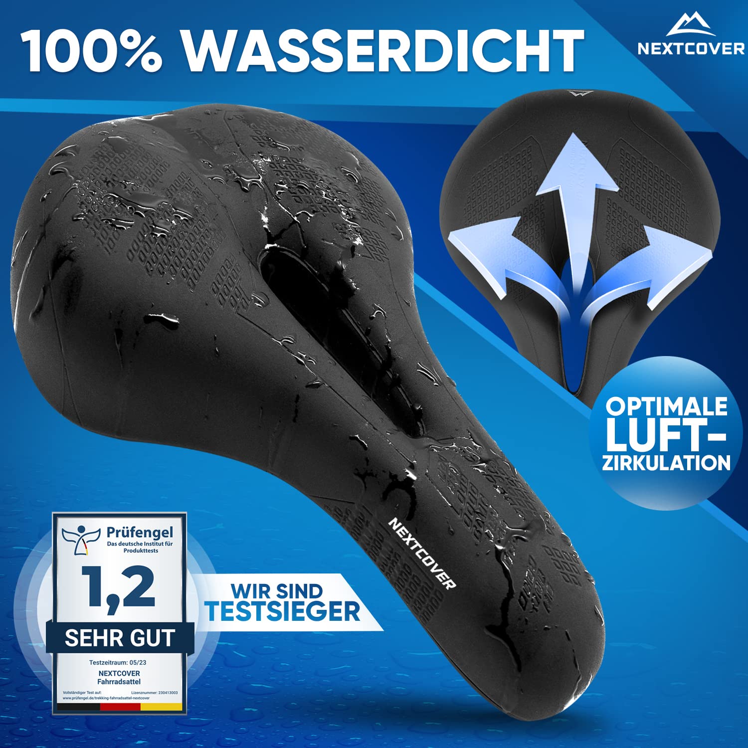 NEXTCOVER® Fahrradsattel mit Memory-Foam 2.0 und [Volume-Air] Federung I maximaler Fahrkomfort I ergonomischer Fahrrad Sattel für Damen & Herren I Sattel bequem I Rennrad, Trekking, City