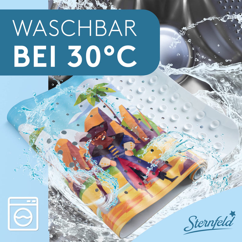 Sternfeld Badewannenmatte rutschfest [100x40 cm] - Antibakterielle Antirutschmatte Badewanne - BPA freie Badematte rutschfest mit Aufhängehaken - Schimmelresistente Rutschmatte Badewanne