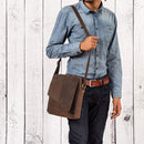 LEABAGS Leeds Leder-Umhängetasche I Laptoptasche I Messenger Bag aus echtem Büffel-Leder im Vintage Look I Ledertasche I Schultertasche I Arbeitstasche I 37x30x8cm