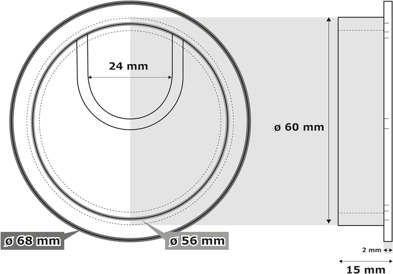 Bruce.® 1x Kabeldurchführung aus Metall, ø 60mm, Inkl. 2x Gummidurchlass, Hochwertiger Kabeldurchlass für Möbel und Schreibtisch, Endlich Ordnung am Arbeitsplatz (1, Schwarz)