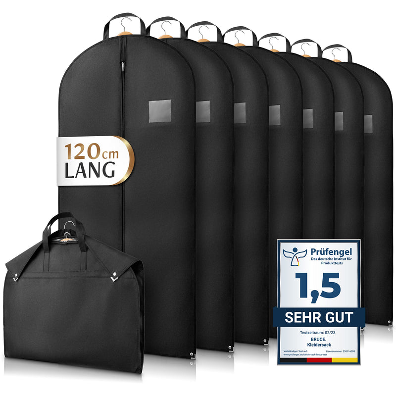 Bruce.® 7 x Premium Kleidersack I 120 x 60 cm I Optimierte Materialstärke von 120 GSM I Hochwertige Kleiderhülle für Anzug und Kleid I Atmungsaktive Anzugtasche für Reisen