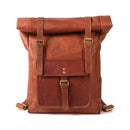 Leather Lane 'Ricardo' Rucksack Echtes Leder Vintage Roll Top Tagesrucksack für Damen und Herren Fahrradrucksack Kurierrucksack Laptoprucksack rollbar Naturleder Braun