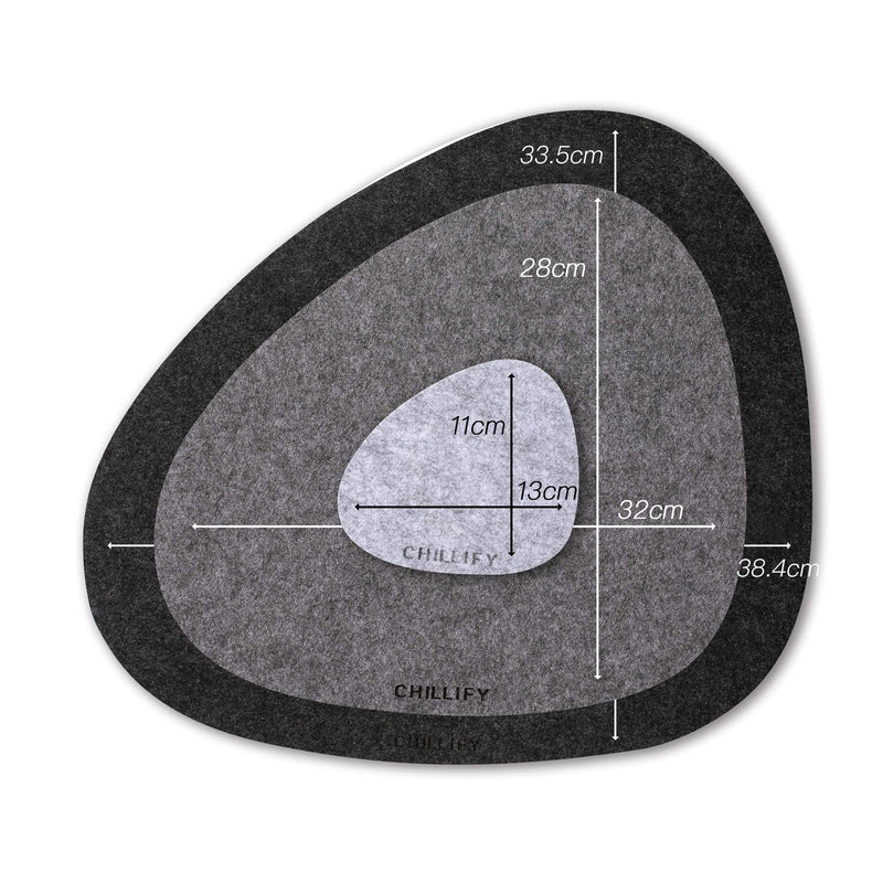chillify Tischuntersetzer 2x3er Set I Untersetzer Filz | Tischset rutschfest hitzebeständig waschbar | Tischunterlage I Garten geeignet I grau, oval