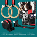 BeMaxx Turnringe Holz Gym Rings + Türanker & Trainings-eBook – Olympische Gymnastik Holzturnringe & Gurte + Markierungen | Turnerringe Gymnastikringe Fitness Ringe Workout Sport | Männer Frauen