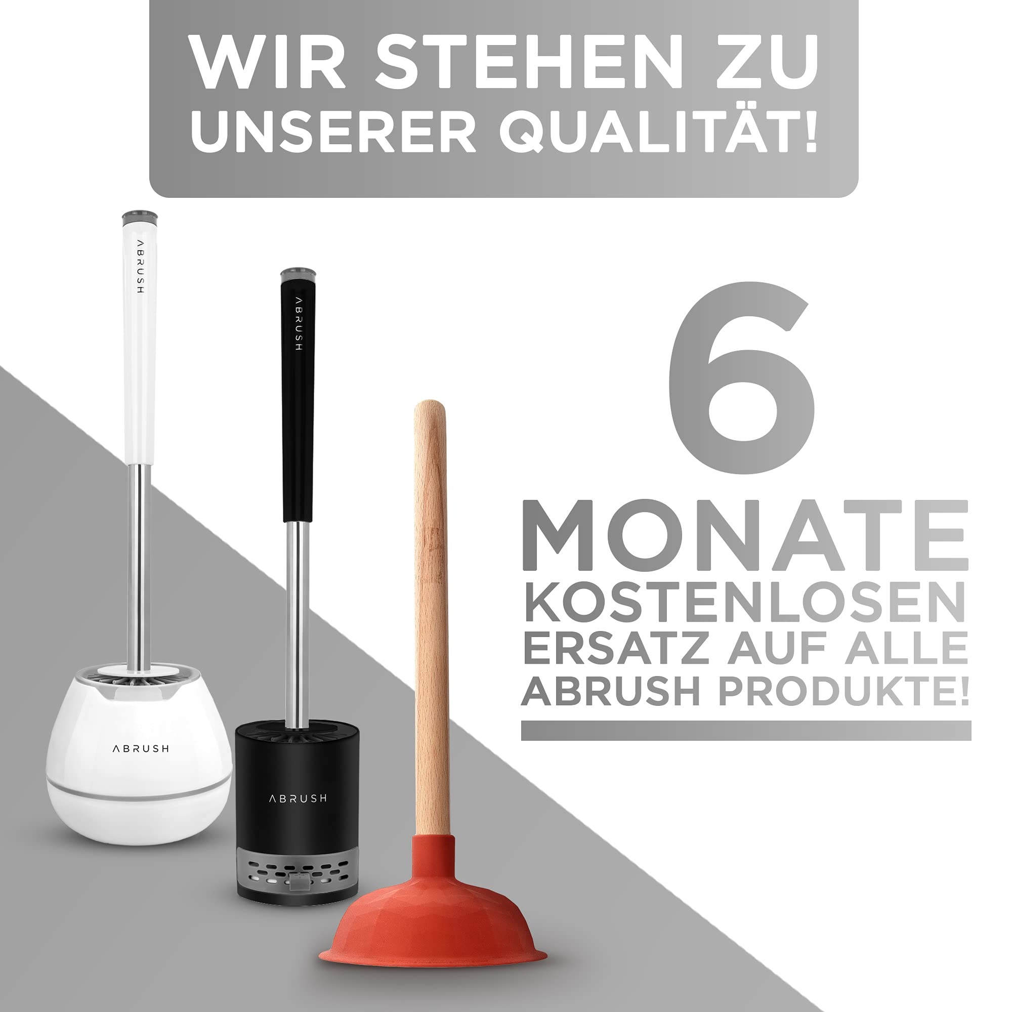 Abrush hochwertige Klobürste aus Silikon - Premium Klobürste für eine saubere und hygienische Toilette - Toilettenbürstenhalter in schwarz/grau mit Wandhalterung