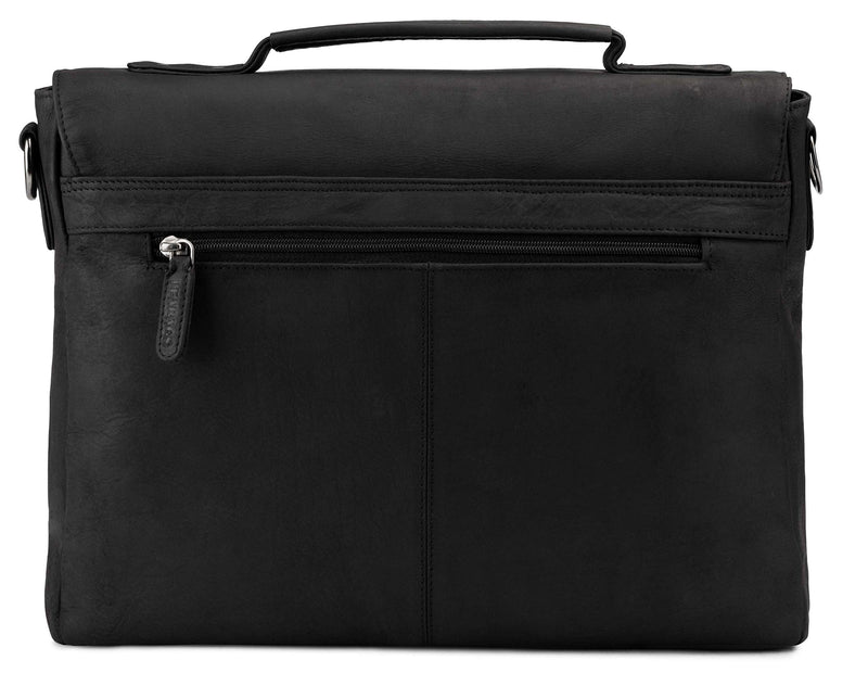 LEABAGS Leder Aktentasche Herren & Damen I Echtleder Laptoptasche bis 15 Zoll I Umhängetasche mit Schultergurt I Schultertasche I Messenger Bag I Arbeitstasche I Lehrertasche I Nature Schwarz