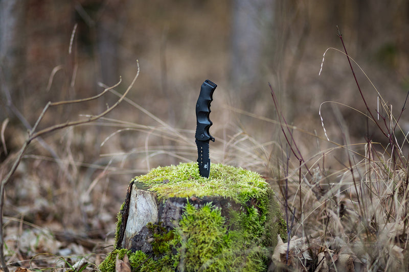 Wolfgangs UNDIQUE Einhand Klappmesser aus feinem 440C Stahl - Einhandmesser mit Leder-Holster - Outdoor Messer mit Multifunktions-Klinge - Starkes Survival Messer - Jagdmesser Bushcraft