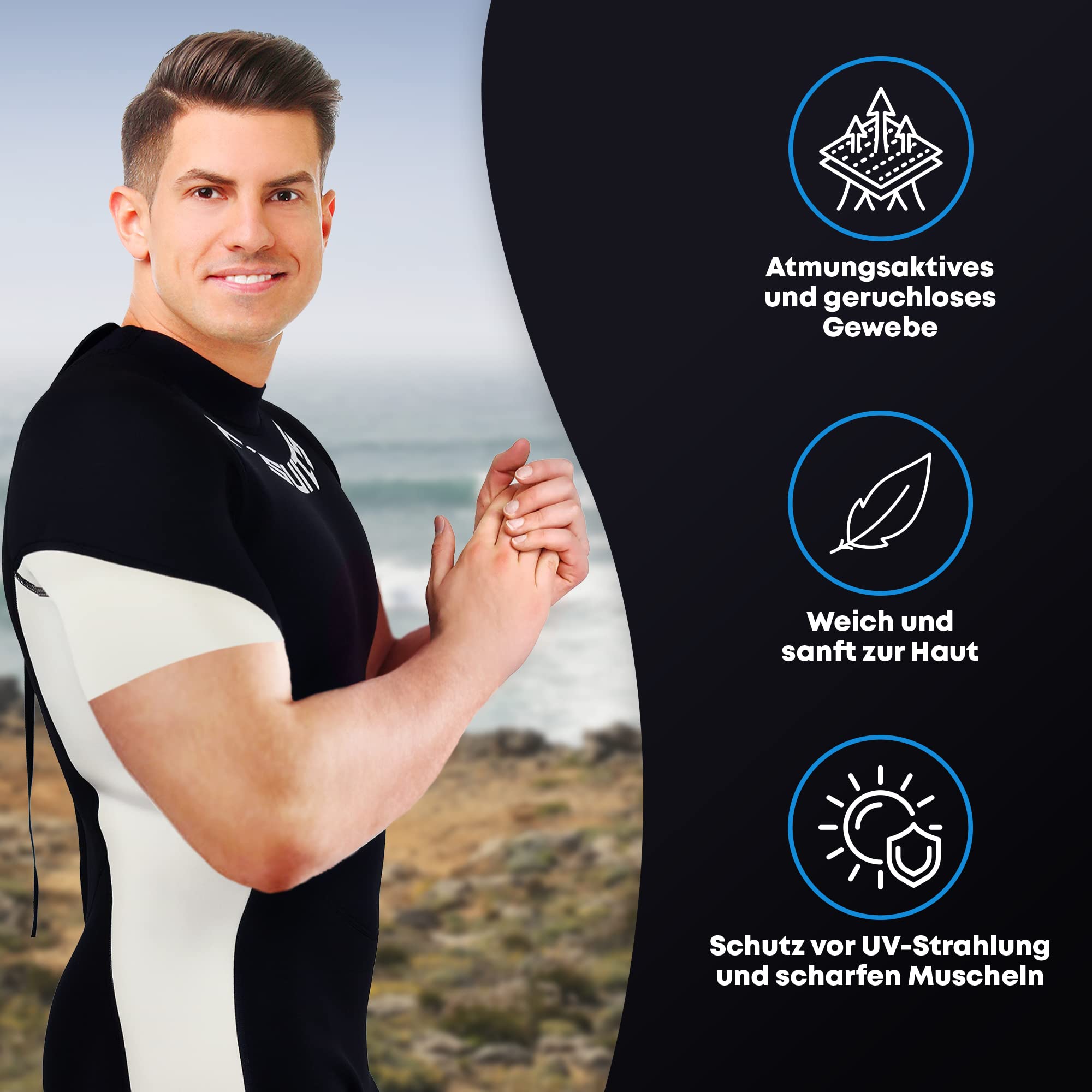 T´SUITS Neoprenanzug Herren [3mm, Shorty, Protector-I] | Tauchen, Schwimmen, Surfen, Kiten, Wasserski, Rafting - Jetzt Größe Wählen (XXL, Herren Schwarz/Weiß)