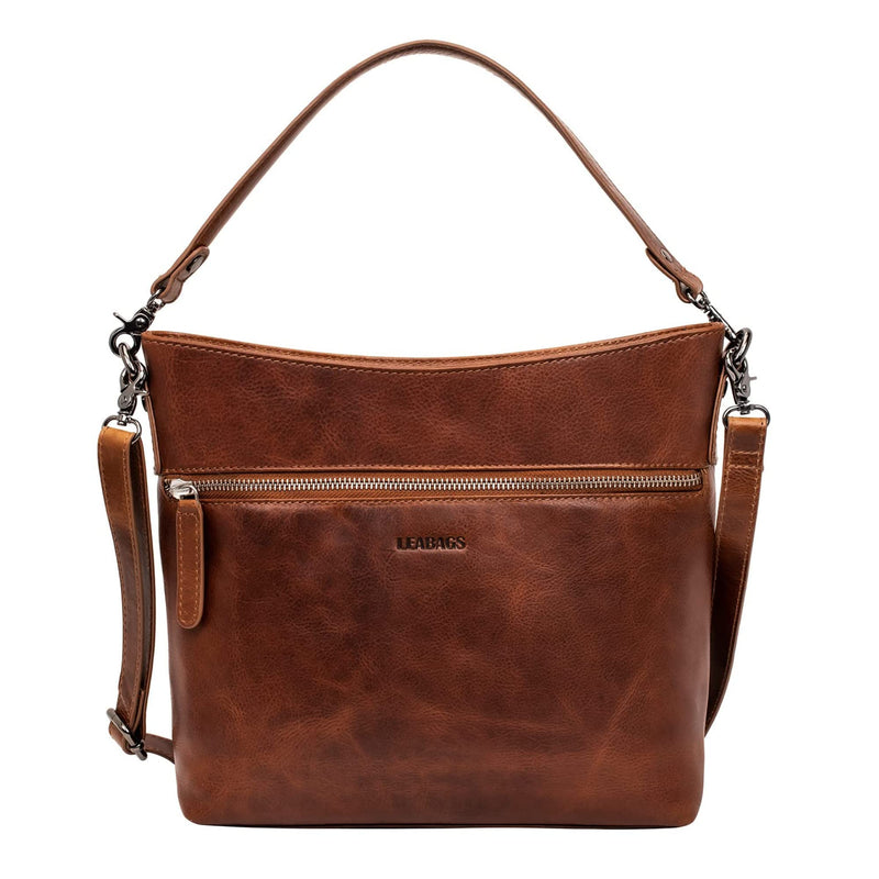 LEABAGS Toronto Umhängetasche I Echtes Leder I Handtasche für Damen I Schultertasche I 30x9x24 cm I Shopper Light Brick