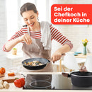 Quisn® Kochtopf Set | Induktions Töpfe Set mit Pfanne & Marmorbeschichtung | Aluguss Topfset ideal für Induktion, Gas & Ceranfeld | Küchenset Erstausstattung für die erste Wohnung