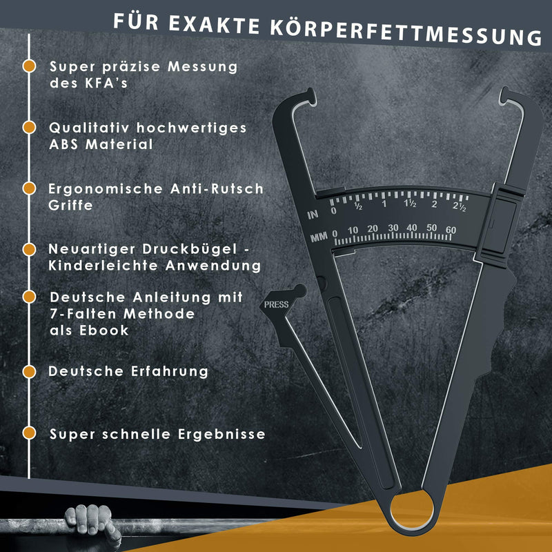 ALPHASKIN Premium Caliper Körperfettzange - Verbessertes Konzept 2023 I Körperfettzange 2er Set I Körperfett-Messgerät I Körperfett messen I Fettmesszange I Body-Fat-Caliper I Fettzange