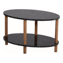 [en.casa] Couchtisch Højreby mit unterer Ablage Wohnzimmertisch Kaffeetisch 43 x 70 x 44 cm Sofatisch Oval Beistelltisch Marmor, schwarz