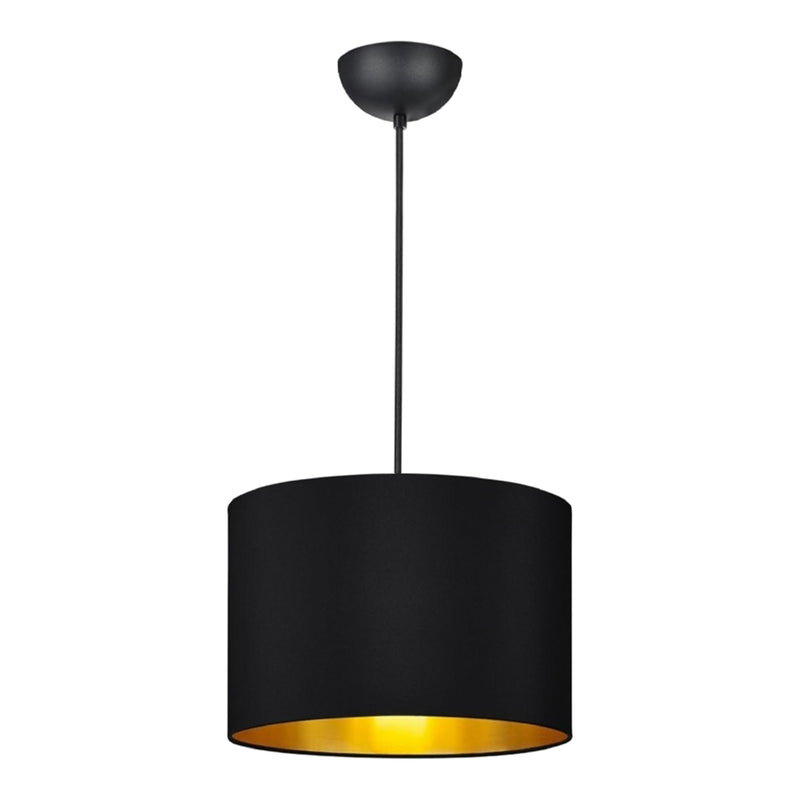 lux.pro Hängelampe Rugby Pendelleuchte E27 Lampenschirm aus Stoff Schwarz/Gold Hängeleuchte für Schlafzimmer Wohnzimmerlampe