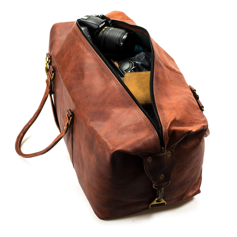 LEABAGS James Leder-Reisetasche I Weekender aus echtem Leder im Vintage Look I Ledertasche I Sporttasche I 60x30x30cm