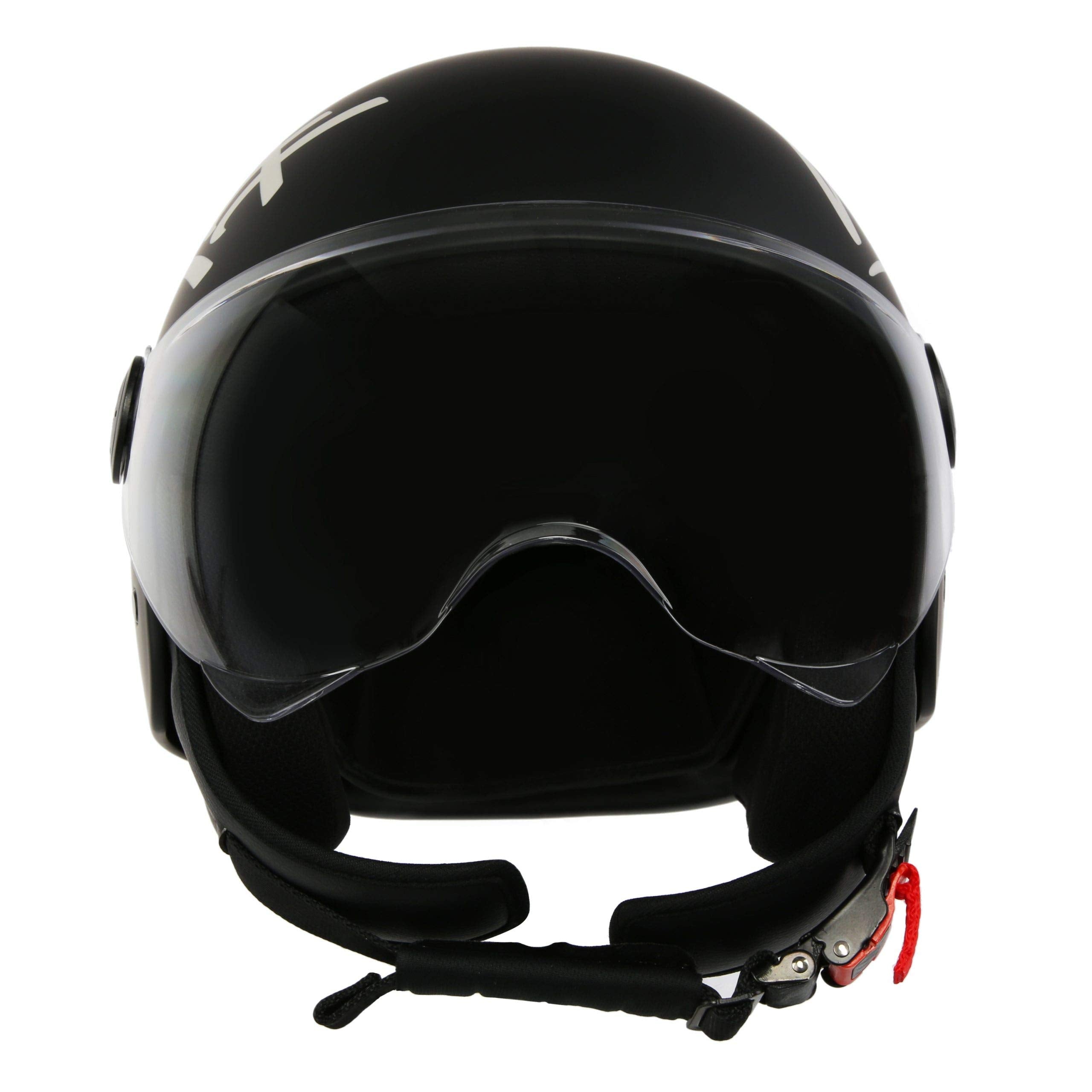 Westt Classic Jethelm Motorradhelm Helm - Vintage Stil - Matt Schwarz - ECE Zertifiziert