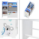 [en.casa] Kinderregal Vimianzo Bücherregal mit 4 Ablagefächern Bücherkiste 3 Faltboxen Spielzeugregal Koala-Motiv Weiß Grau Blau Kinderzimmer Organizer Staufach